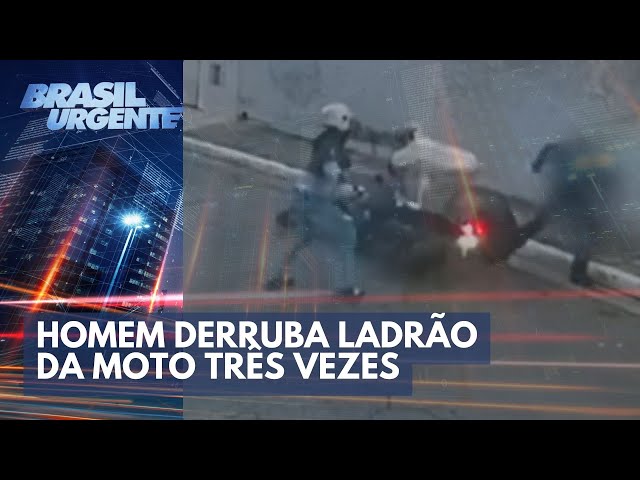 Homem derruba ladrão da moto três vezes para impedir roubo | Brasil Urgente