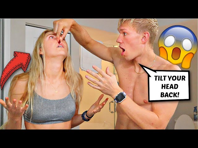 Getting A BLOODY NOSE After WORKING OUT Prank on Boyfriend! *CRAZY REACTION*