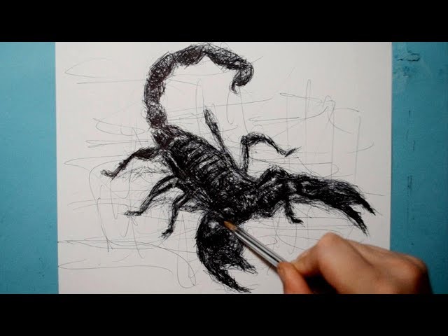 How to Draw a Realistic Scorpion / Ballpoint Pen Drawing / Fun Scribble Art Style