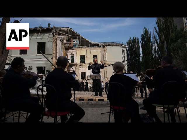 Musical memorial held for victims killed in Russian missile attack in Kyiv, Ukraine