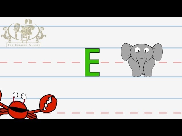 Write the letter E | Alphabet Writing lesson for children | The Singing Walrus