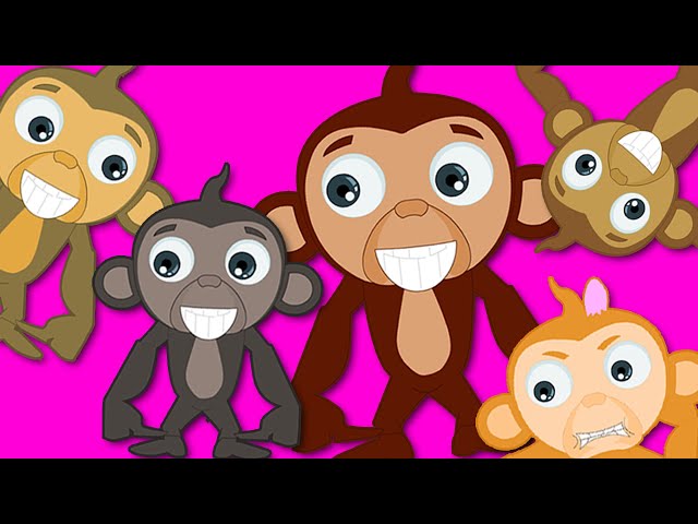 Five Little Monkeys Jumping On The Bed Song  | The Monkey Song | HooplaKidz Nursery Rhymes