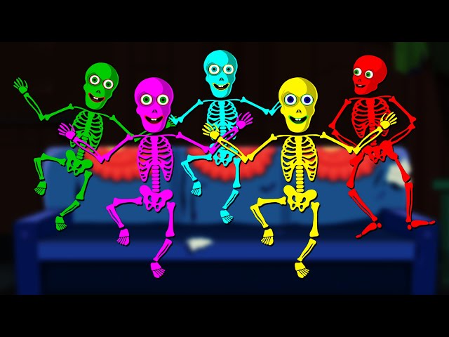 Five Funny Skeletons Dancing On The Spooky Night | Scary Skeletons Kids Songs @hooplakidz