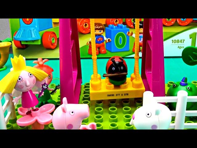Ben and Peppa Toys Episodes !Peppa and Holly with Friends ride on a swing !