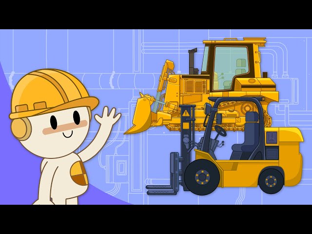 Construction Vehicles at Finley's Factory | Forklift & Bulldozer for Kids!