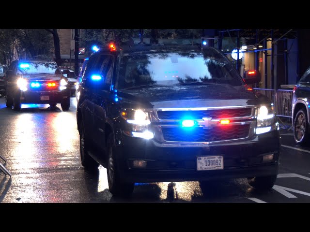 Secret Service transport high level VIP, using sirens to push through | More UN week motorcades 🚨