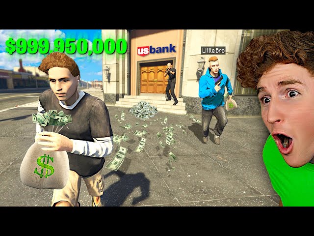 Robbing A MEGA BANK With Little Brother In GTA 5 Roleplay..