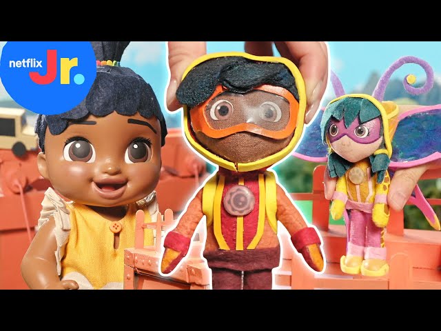 Action Pack Toy Play: Stopping Clay’s Super Sized Sister | Netflix Jr