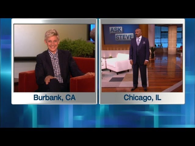 Ellen in Steve Harvey's Ear