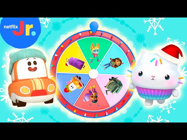 Mystery Wheel of Holiday Cheer! 🎄 Gabby's Dollhouse, Action Pack, & More | Netflix Jr