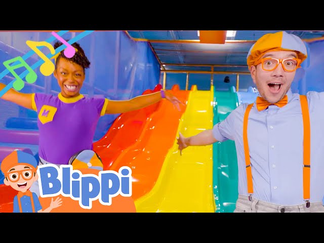 Blippi and Meekah Get the Wiggles Out at the Indoor Playground | Brand New BLIPPI Kids Song