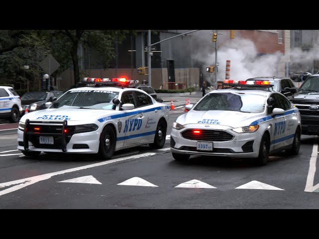 Police cars escort VIP motorcades through New York City 🚓