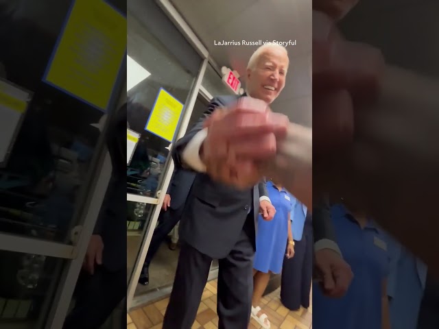 President Biden 'Daps' With Customer at Atlanta Waffle House