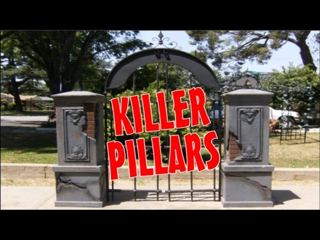 DIY Halloween Fence, Entrance Columns, Gate & Brick Pillars - Halloween Graveyard Ideas!