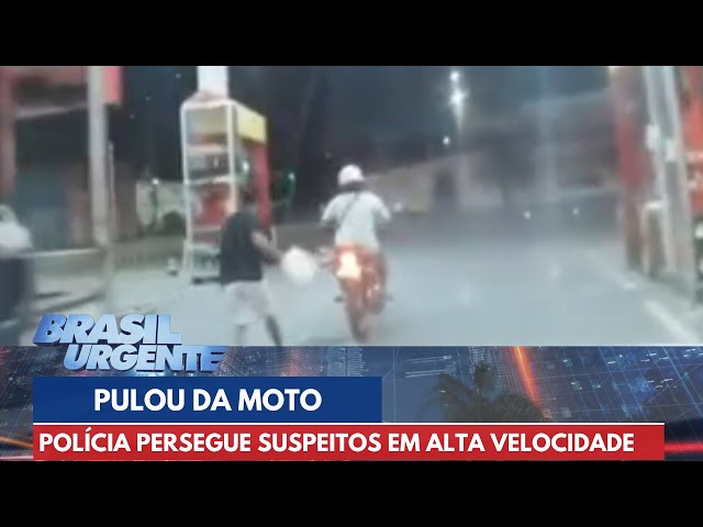 PERSEGUIÇÃO POLICIAL: Suspeito pula de moto para fugir da polícia | Brasil Urgente
