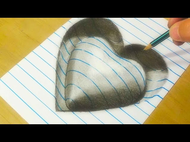 How To Draw A 3d Heart With Charcoal