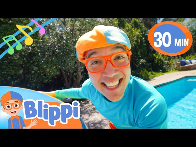 Sunny Summer Funny Fun! Pool Side Song | Blippi Music for Children | Nursery Rhymes for Babies