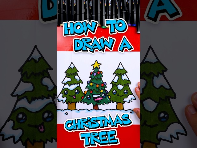 Drawing a Christmas tree getting dressed for the holidays 🤣 #artforkidshub ❤️💛💙