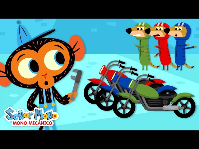 Las Suricatas Y Sus Motocicletas | Señor Mono, Mono Mecánico | Caricatura para Niños