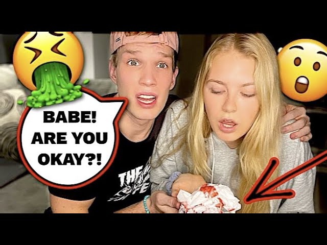 Throwing up Blood and Passing out PRANK On Boyfriend! *Cute Reaction*