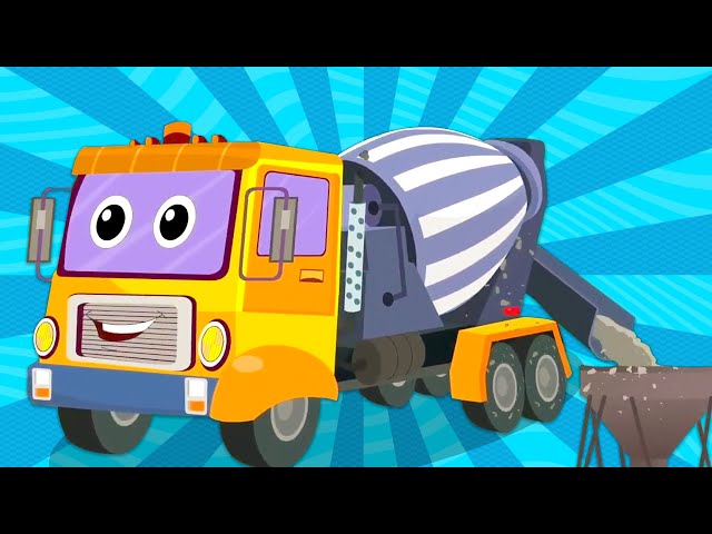 Cement Mixer Truck, Animated Vehicle Wash Video for Kids, Baby Cartoon