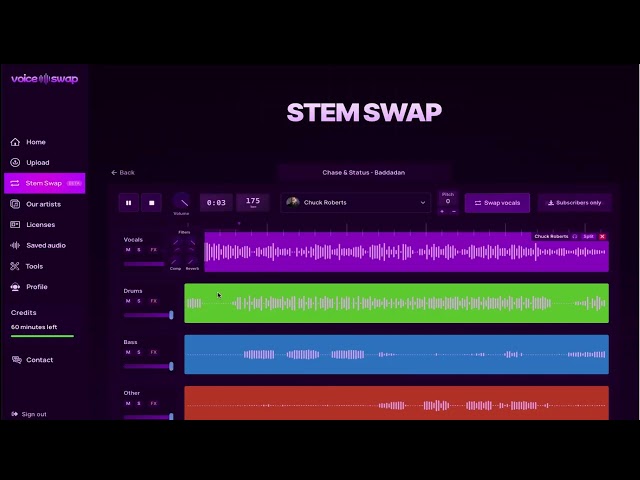 Swap the vocals from any song in seconds using AI