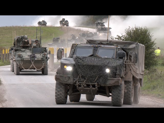 Large convoy of US Army vehicles in UK 🇺🇸 🇬🇧