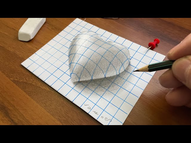 How to Draw 3D Heart on Graph Paper - Valentine's Day Drawing a 3D Heart Illusion - Trick Art