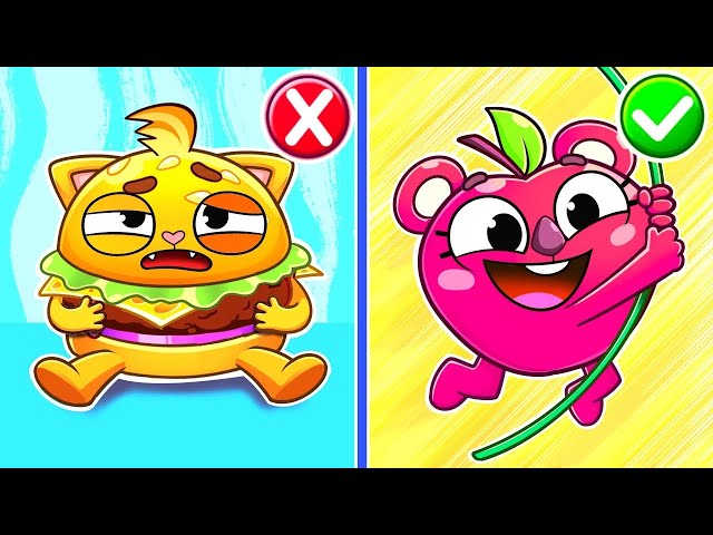 Healthy Food vs Junk Food Song 🍔🍌🍕🍎 Funny Kids Songs 😻🐨🐰🦁 And Nursery Rhymes by Baby Zoo
