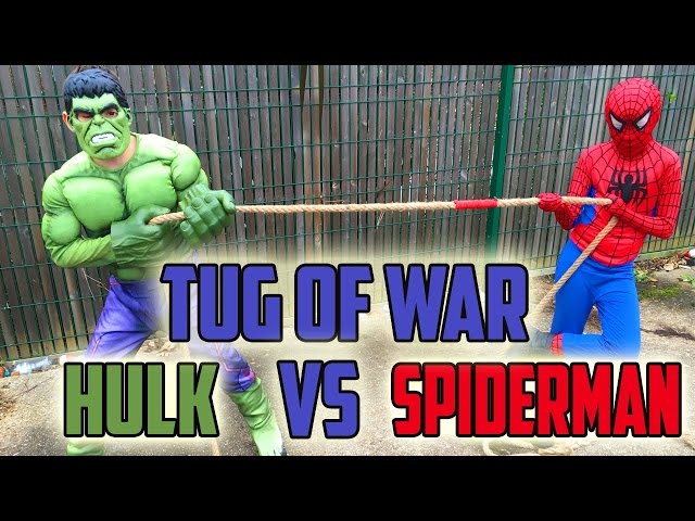Spiderman Cartoon Vs Hulk: Real Life Tug Of War