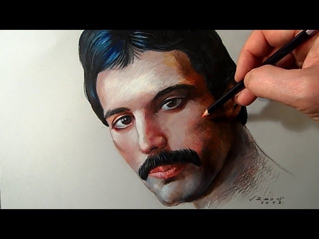 Drawing Freddie Mercury ♔ Queen, Time Lapse