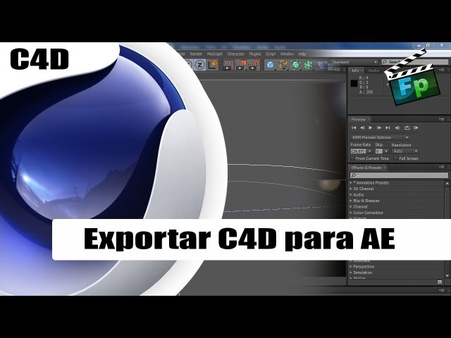 Exportar projeto - AE - light streaks - Tutorial cinema 4D - F.P