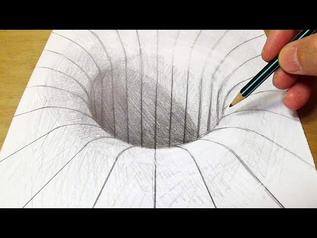 Drawing Round Hole with Only One Pencil - 3D Art by Vamos
