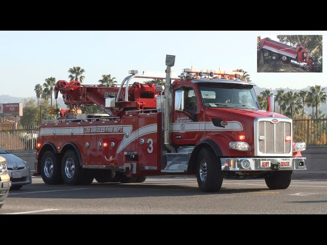 Rescue response as dump truck goes off the side in Los Angeles 🚒