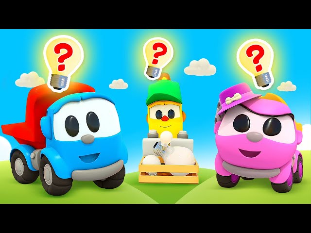 Leo the truck builds a lighthouse for friends! Car cartoons for kids & Learning videos for kids.