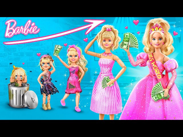 Barbie Growing Up: From Broke to Rich / 32 DIYs