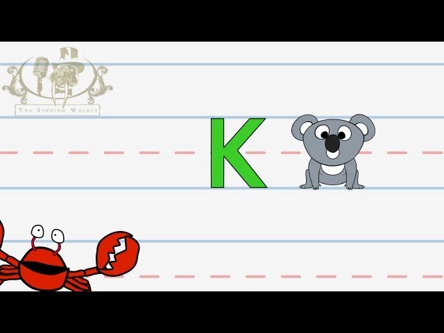 Write the letter K | Alphabet Writing lesson for children | The Singing Walrus