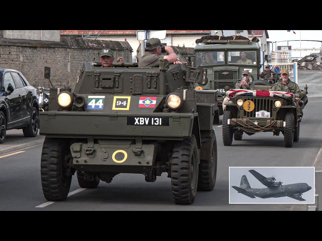 Military vehicles and aircraft in Normandy after D-Day Veterans arrive by ferry 🏅