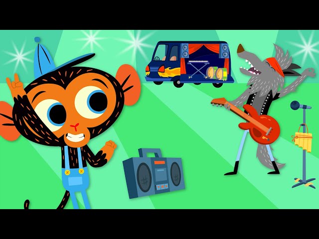 Mr. Wolf's Rock & Roll Van Gets A Makeover At Mr. Monkey's Garage | Cartoon for Kids