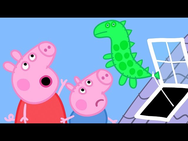 Peppa Pig And George Pig Chasing Dinosaur Balloon