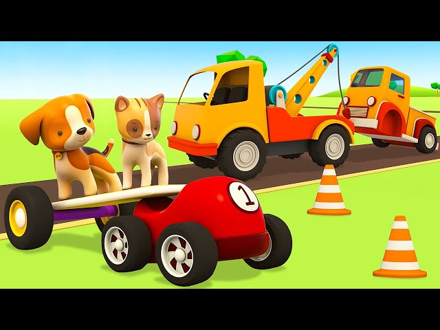 The colored racing cars & pickup’s wheels. Helper Cars cartoons for kids. Full episodes.