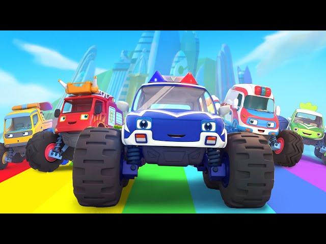 Five Little Monster Trucks Song | Learning Vehicles | Kids Song | BabyBus