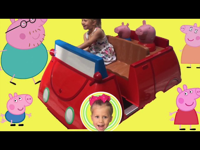 Peppa Pig toy car ride at shopping centre/ Fun day out video for kids
