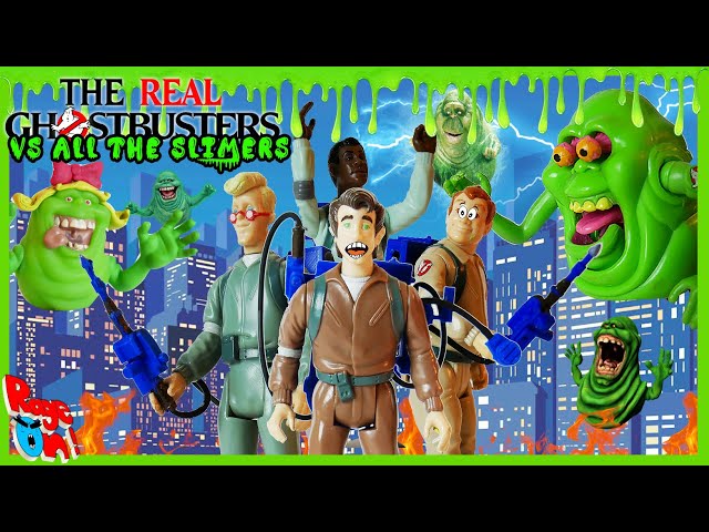 The Real Ghostbusters vs All the Slimers  parody skit with RETRO action figures