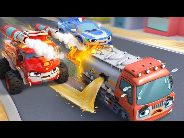 Tanker Truck is Leaking Oil | 🚒🚓Rescue Team | Monster Cars | Kids Songs | Kids Cartoon | BabyBus