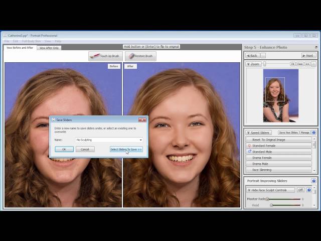 Saving Your Sliders in Portrait Professional