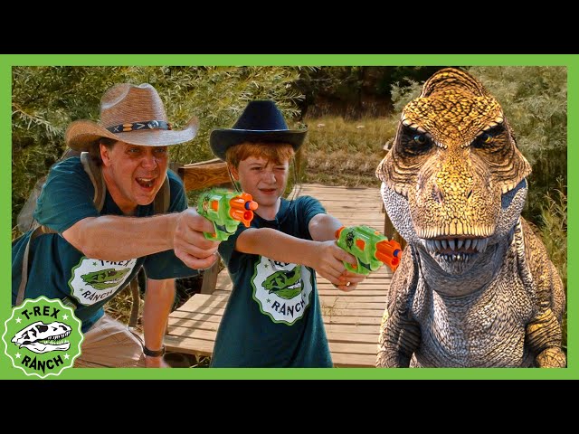 EPIC Dinosaur Battle! Giant T-Rex, Gold Hunting & MORE! | T-Rex Ranch Dinosaur Videos for Kids