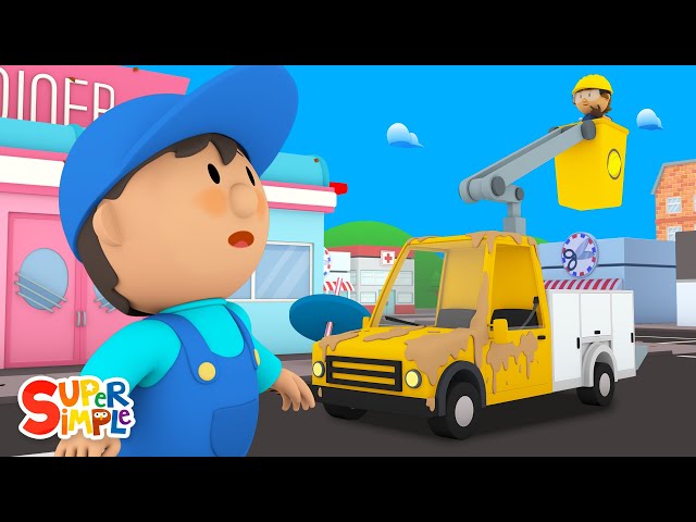 Barry's Bucket Truck gets a Good Scrub-a-Dub! | Carl's Car Wash | Cartoon for Kids