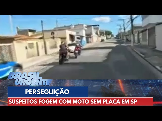 PERSEGUIÇÃO POLICIAL: Suspeitos fogem com moto sem placa em SP | Brasil Urgente