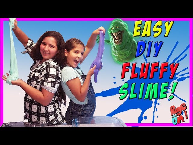 DIY. Kids made Fluffy Slime super easy! Home made!  Slimer attacks!